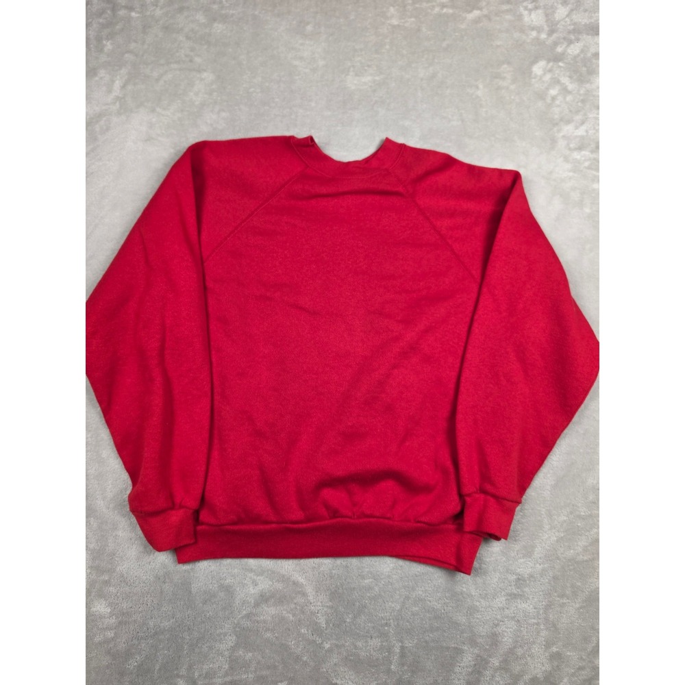 Vintage Trend Basics Sweatshirt Women XL Red Raglan Made in USA Crewneck Fleece
